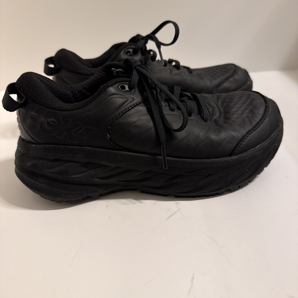 Hoka One One Maximum Cushion Women's Black Oil Slip Resistant Black Work Shoes 7